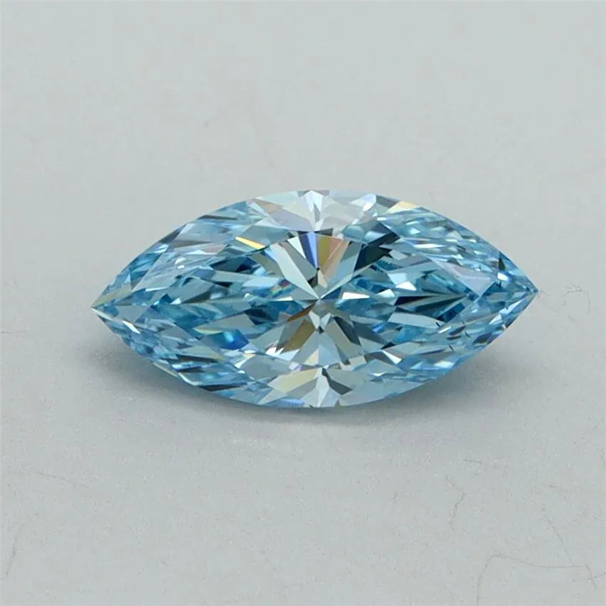 0.71ct marquise lab grown diamond (colour fancy vivid blue, clarity vs2, igi certified)