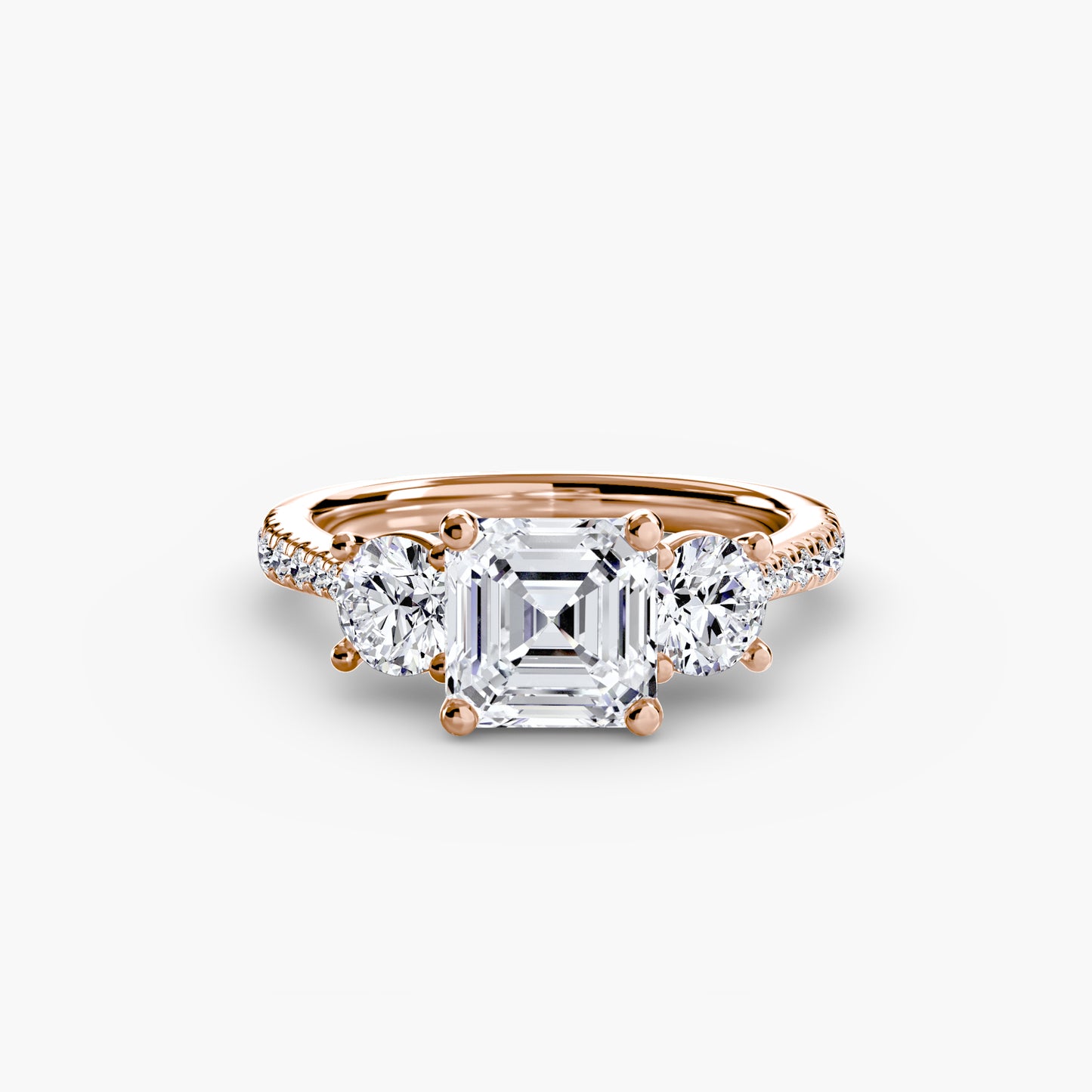three-stone with pavé band