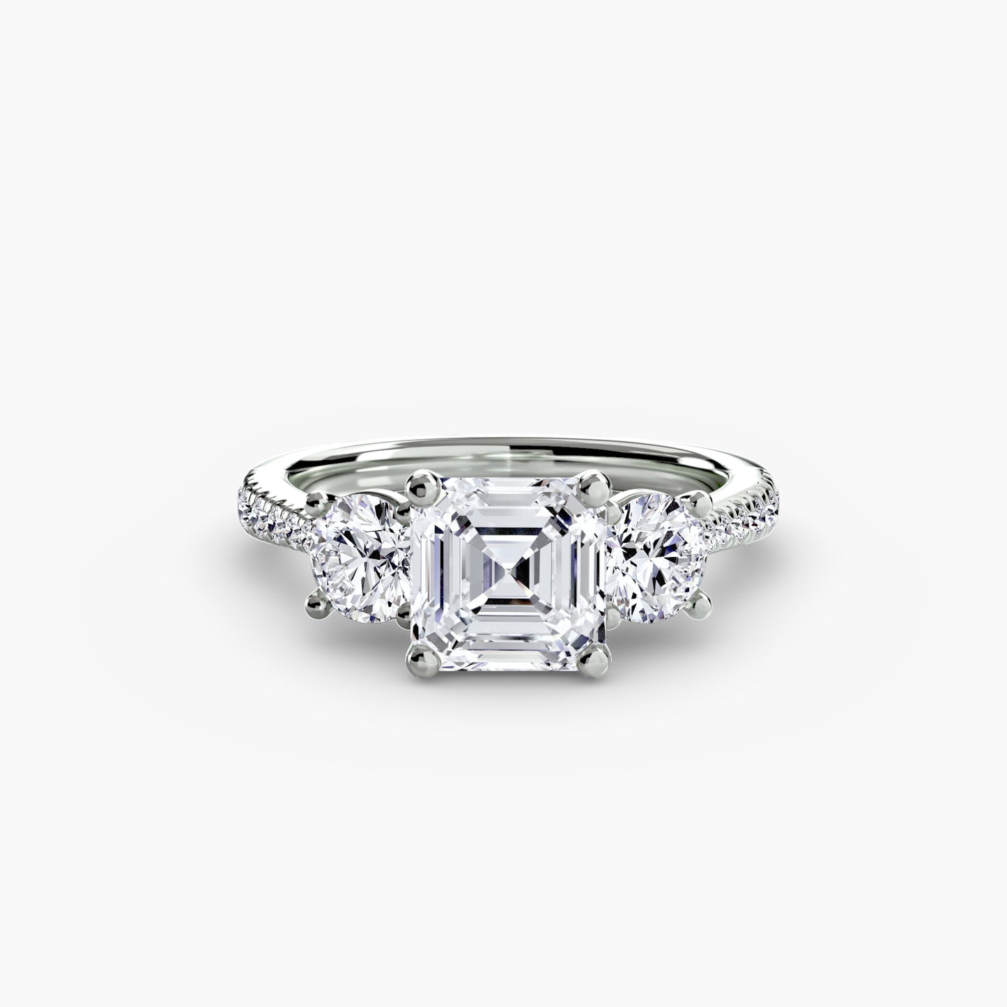 three-stone with pavé band