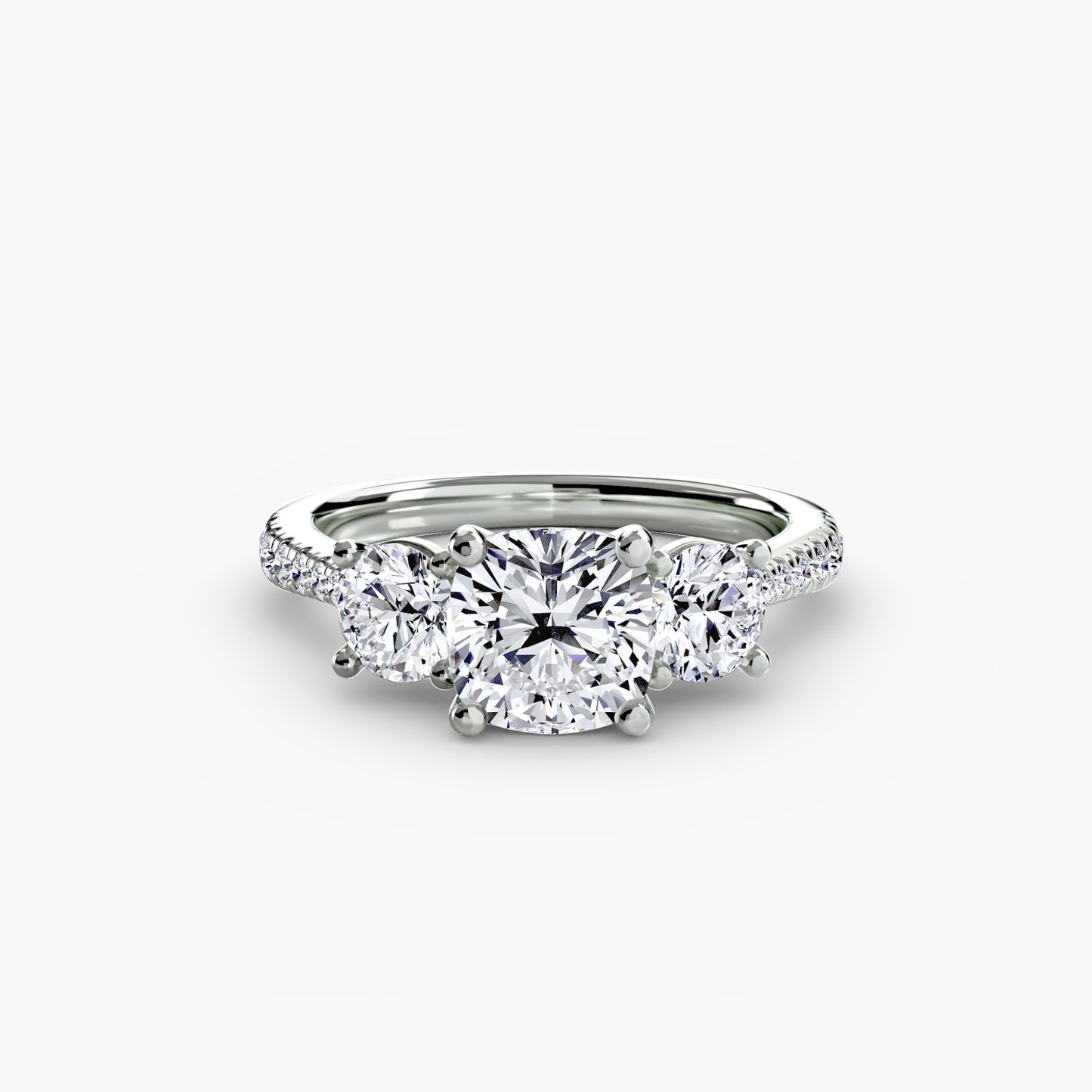 three-stone with pavé band