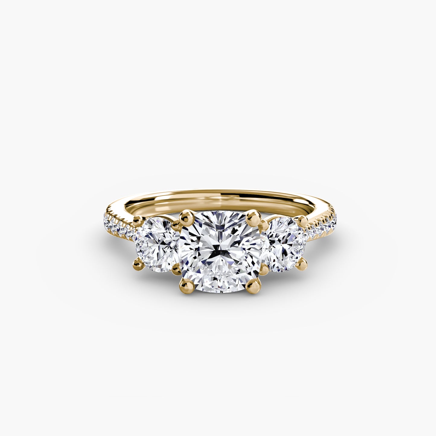 three-stone with pavé band