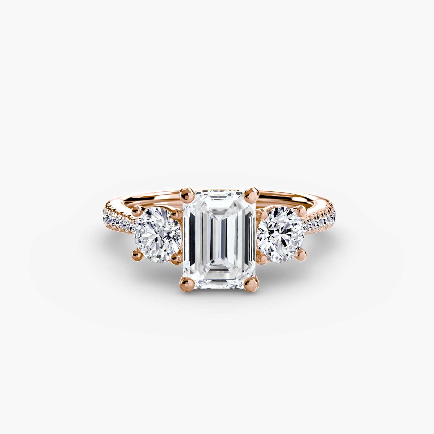 three-stone with pavé band