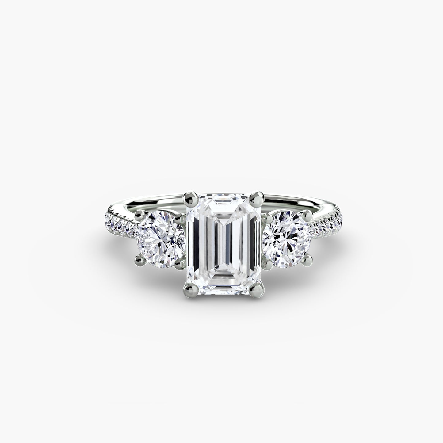 three-stone with pavé band