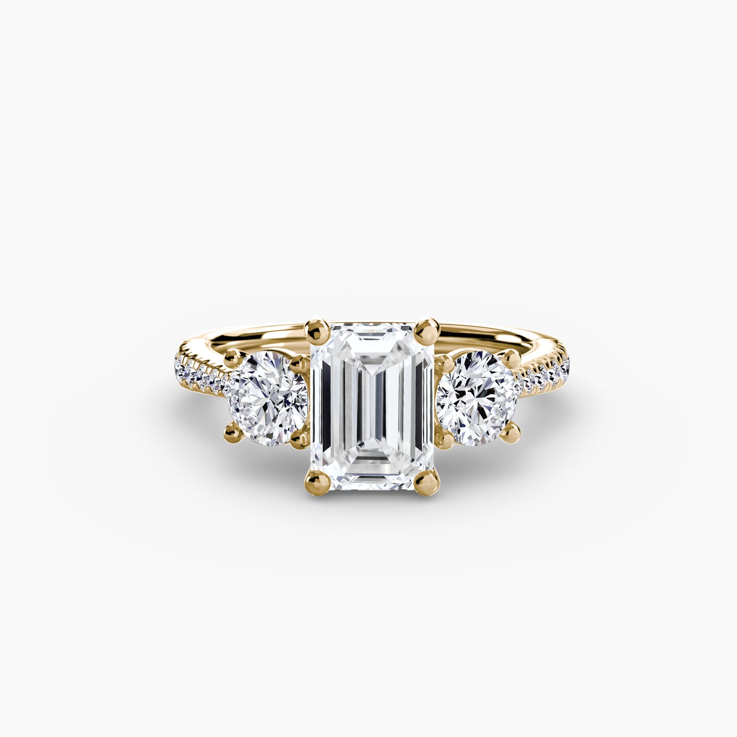 three-stone with pavé band
