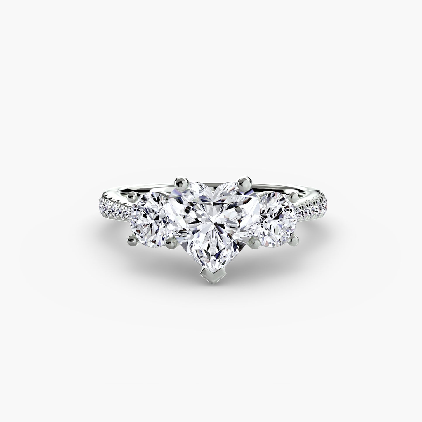 three-stone with pavé band