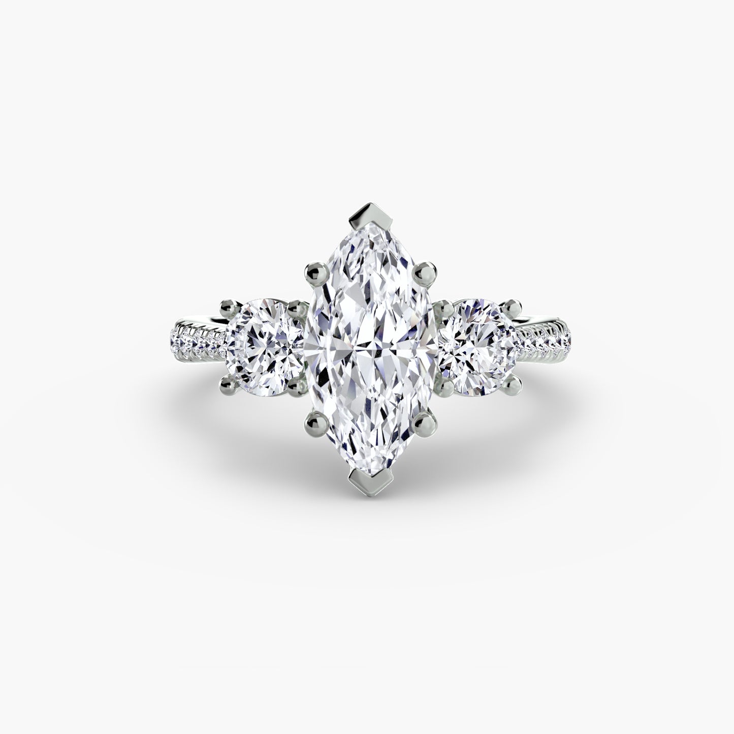 three-stone with pavé band