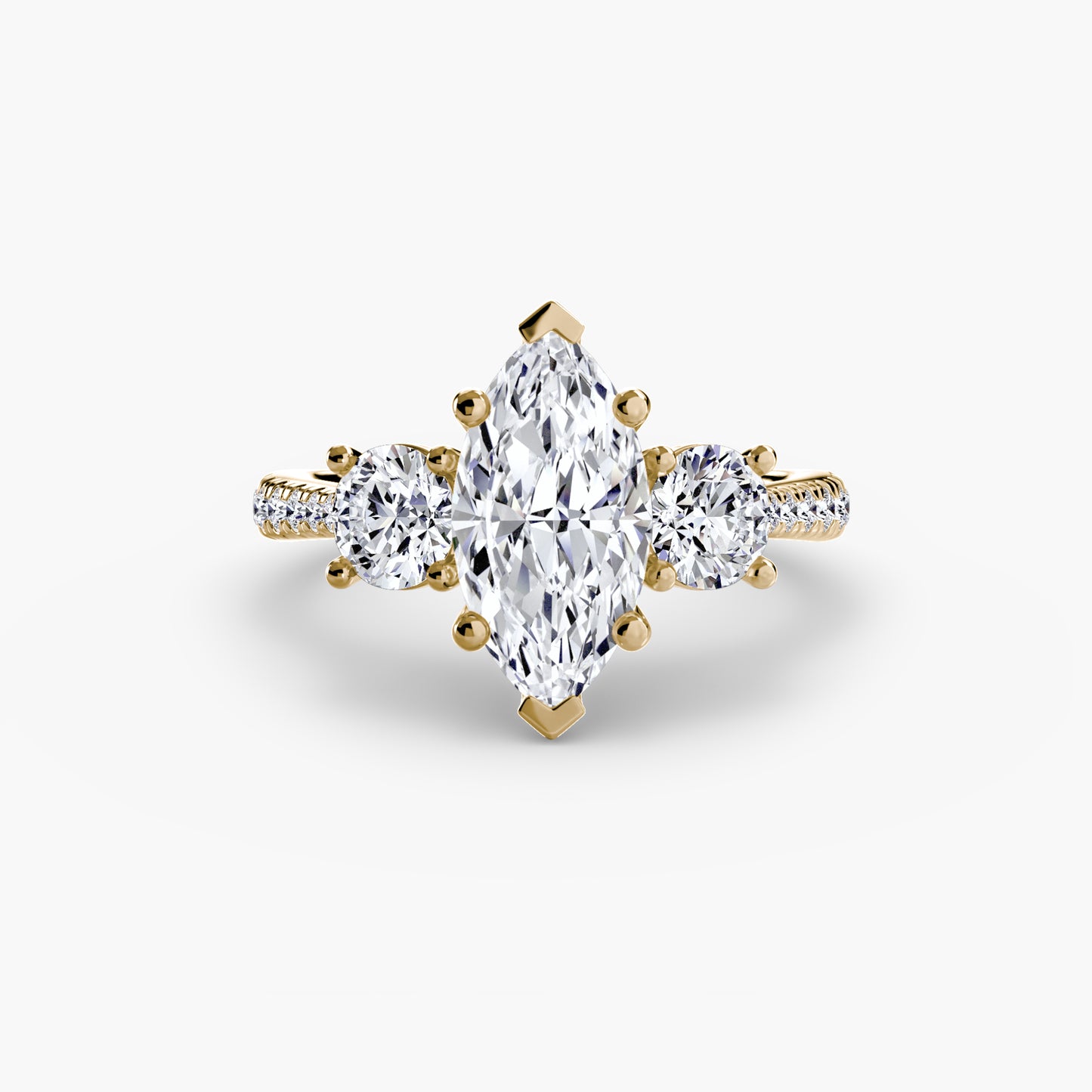 three-stone with pavé band