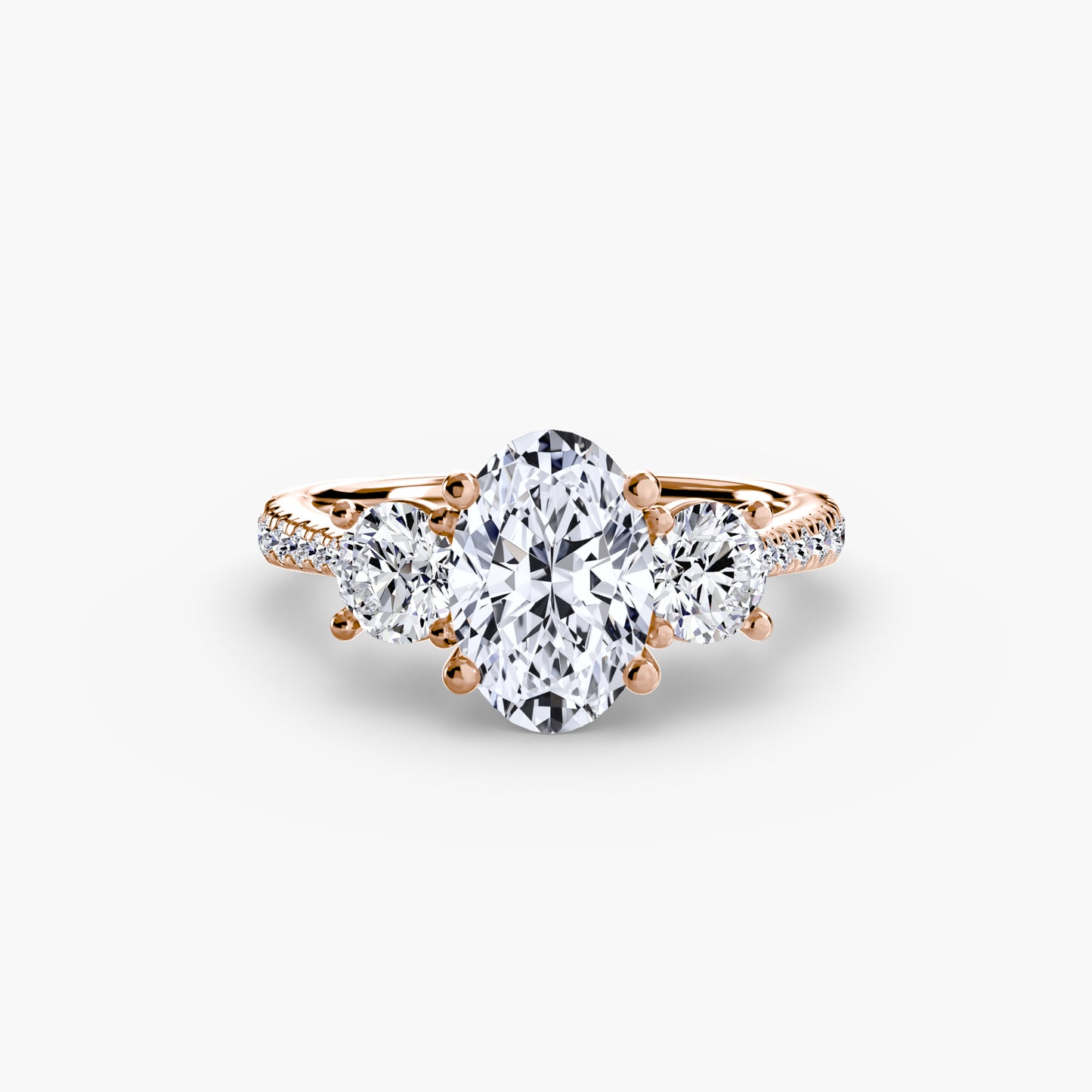 three-stone with pavé band