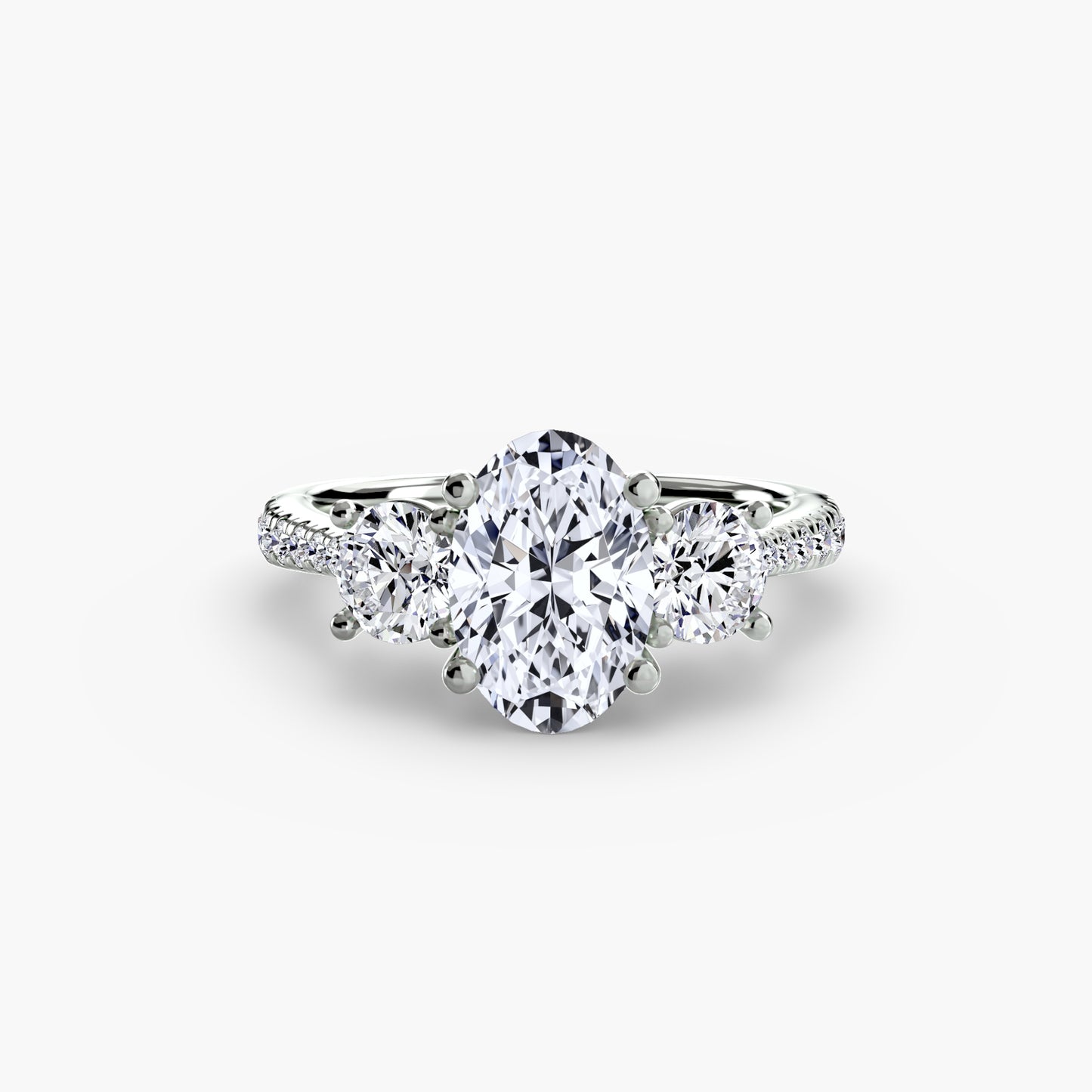 three-stone with pavé band