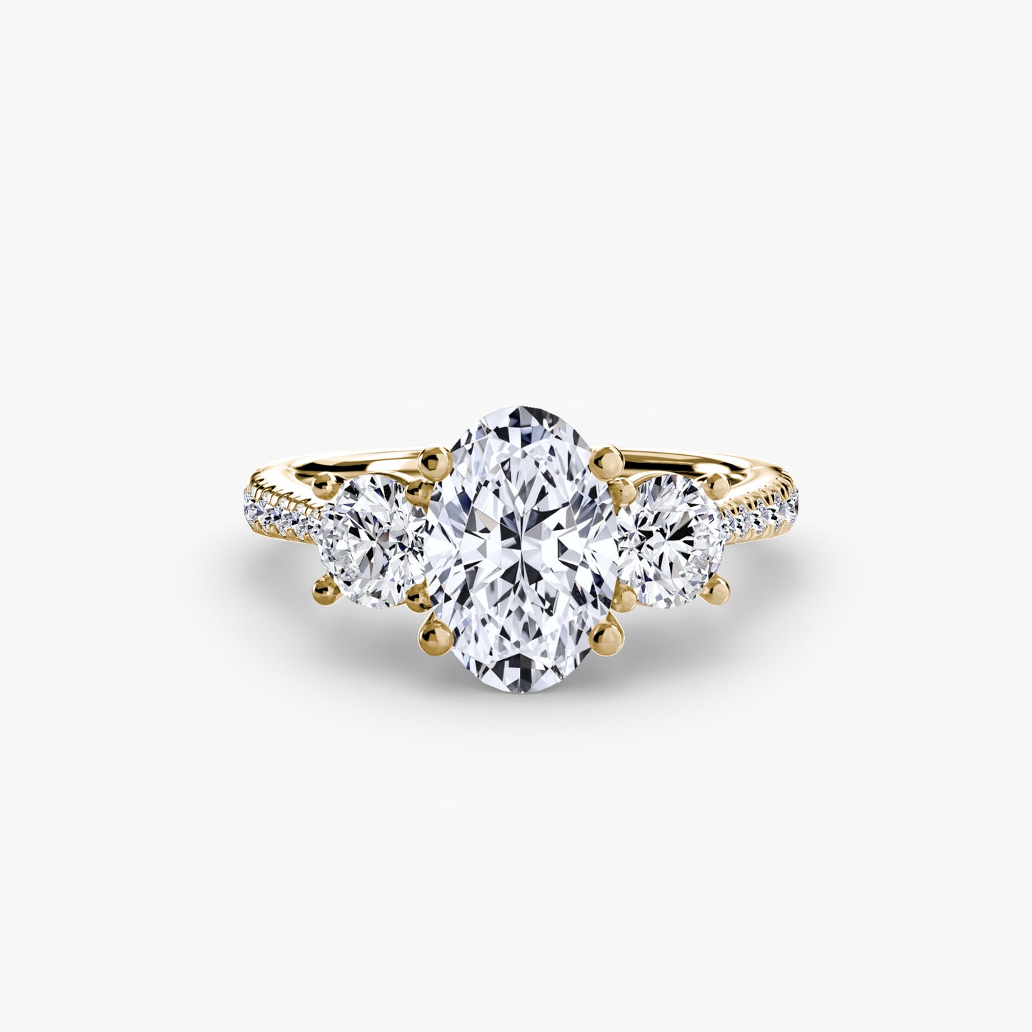 three-stone with pavé band