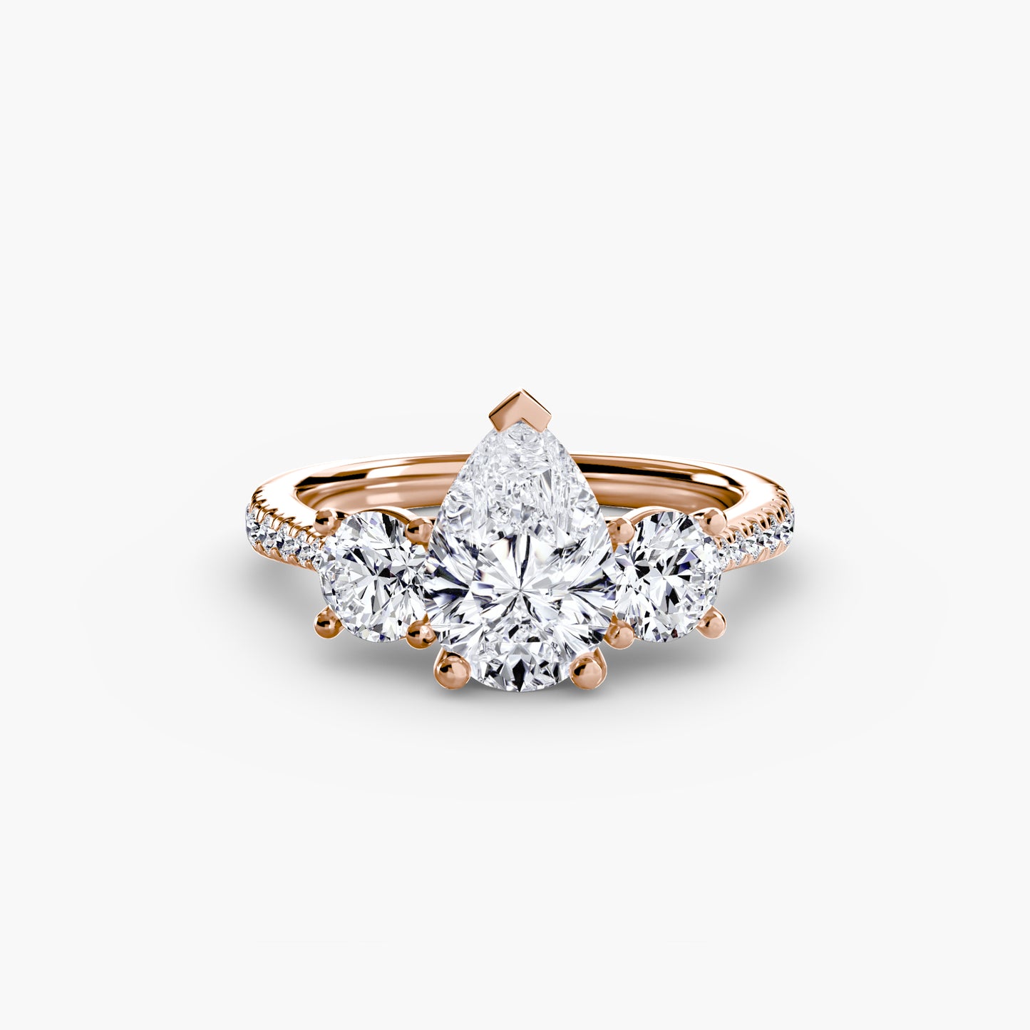 three-stone with pavé band