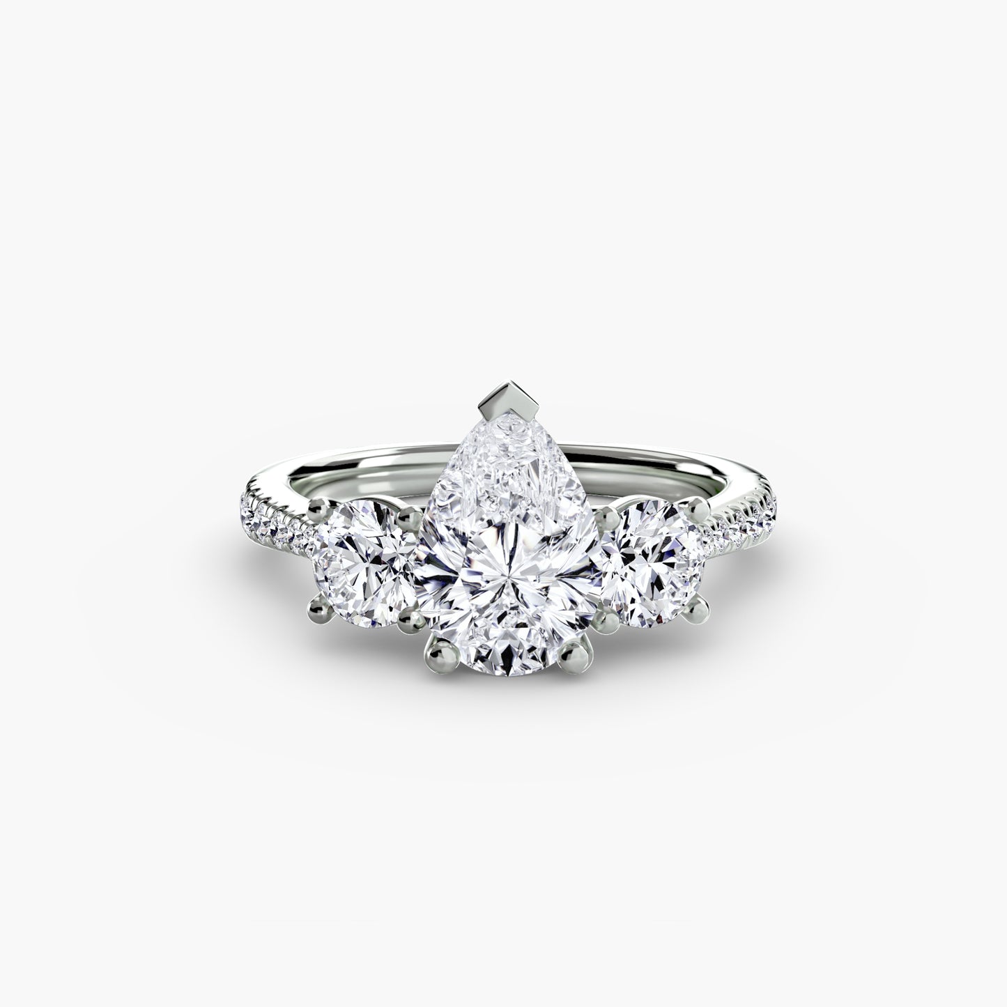 three-stone with pavé band