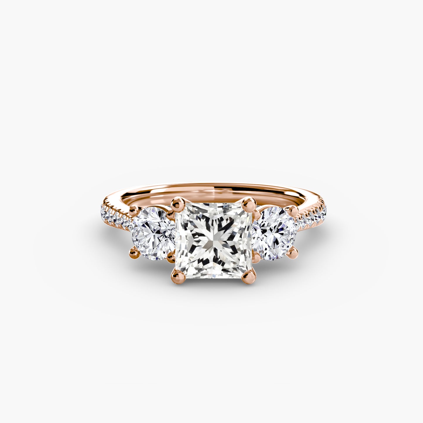 three-stone with pavé band