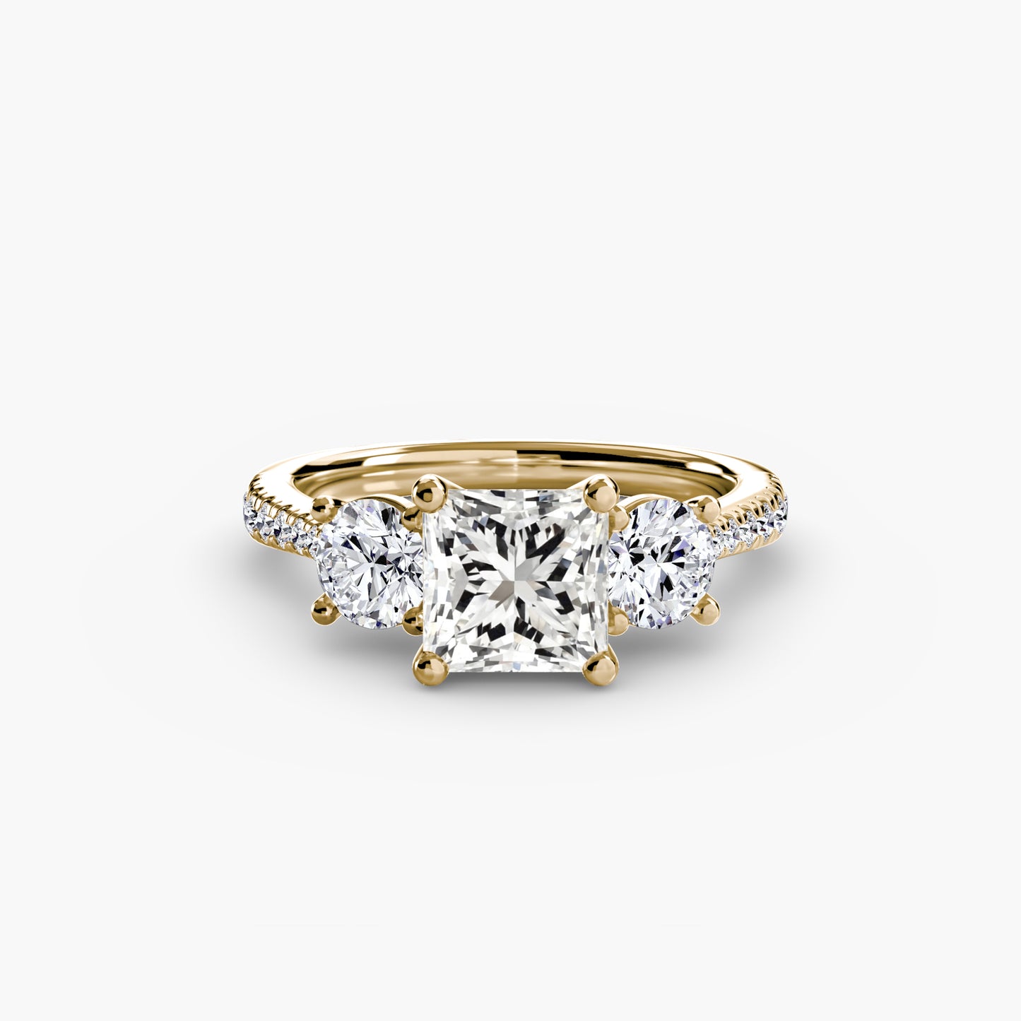 three-stone with pavé band