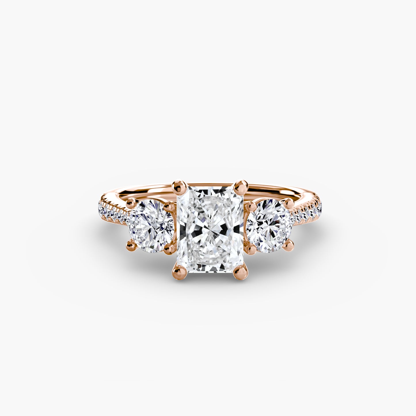 three-stone with pavé band