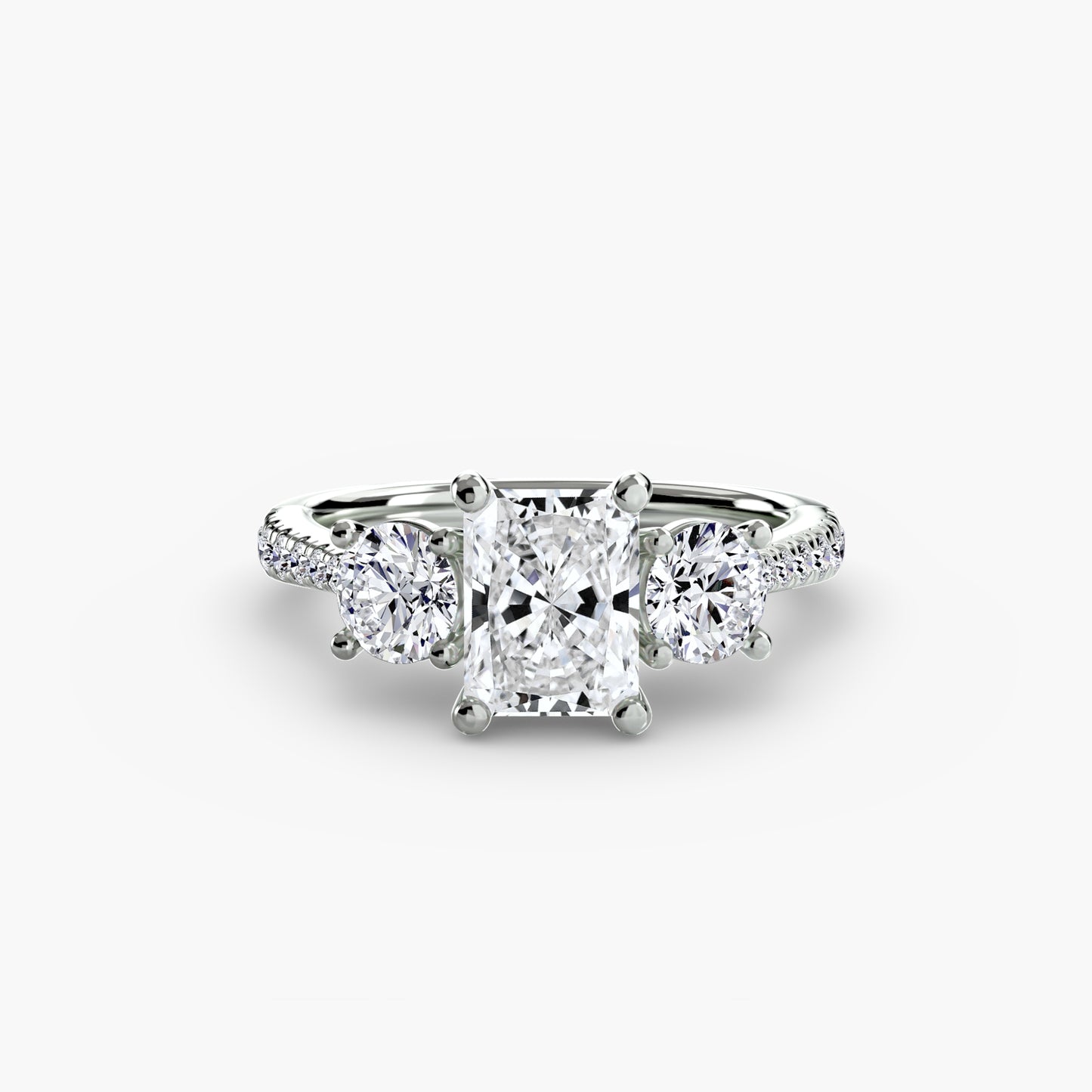 three-stone with pavé band