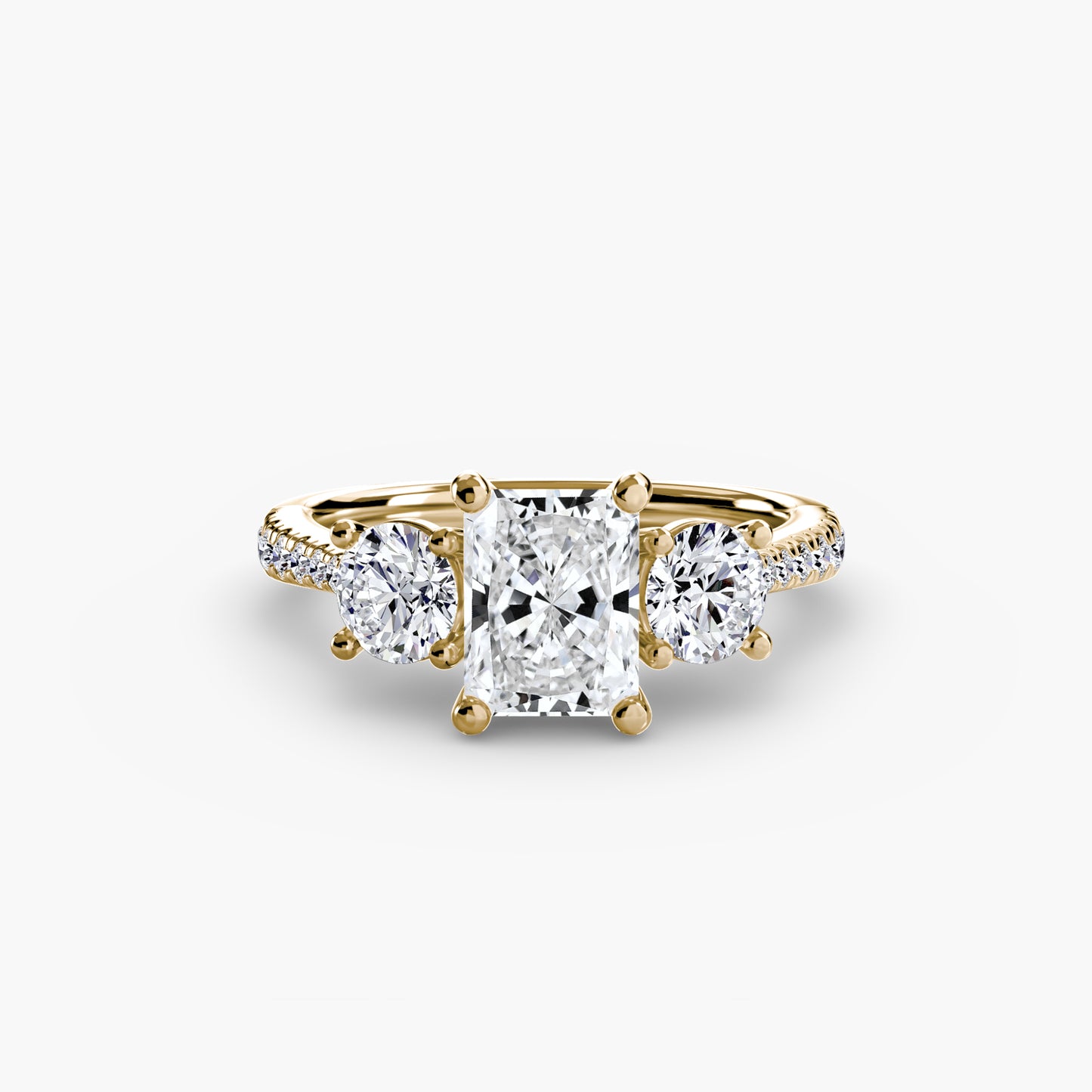 three-stone with pavé band