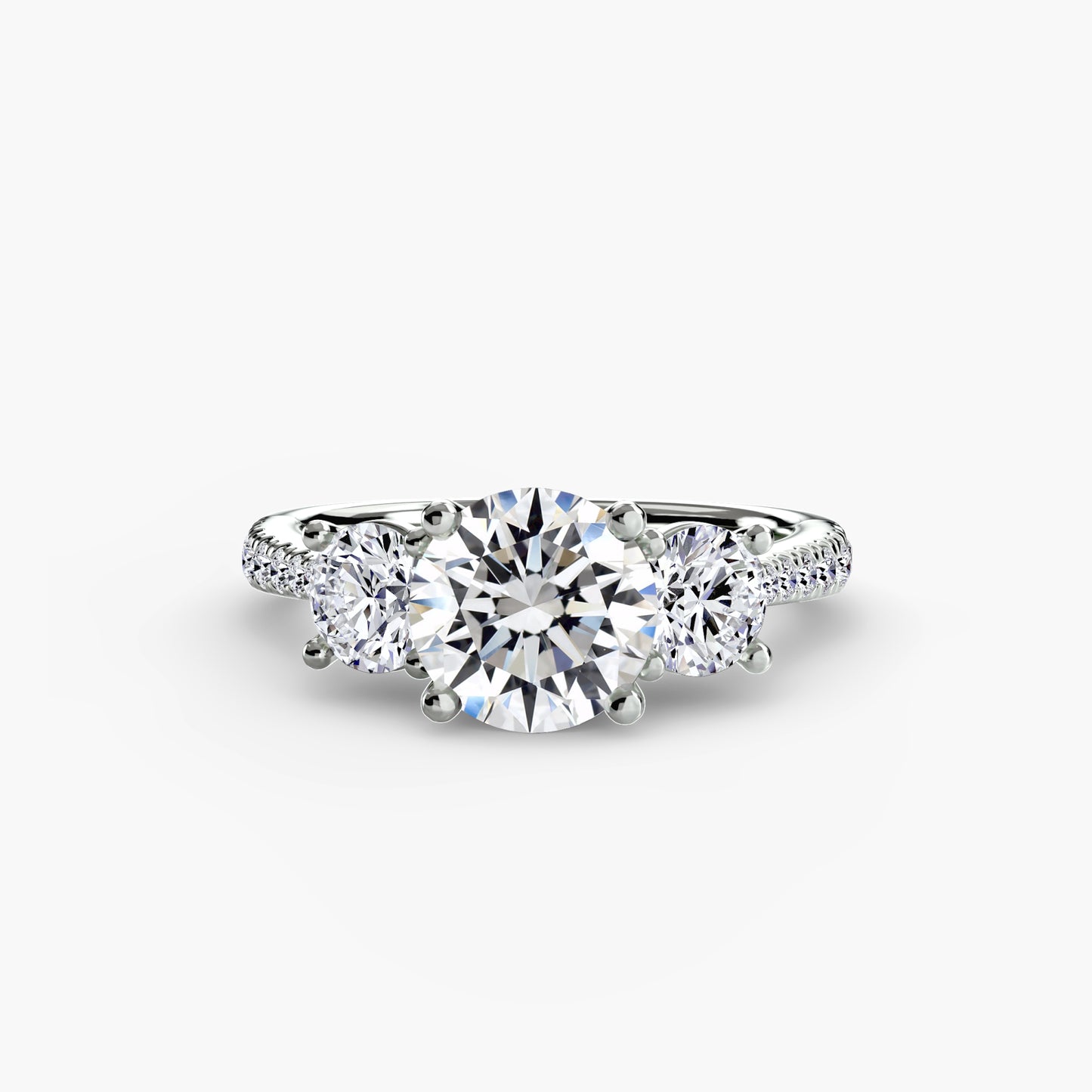 three-stone with pavé band