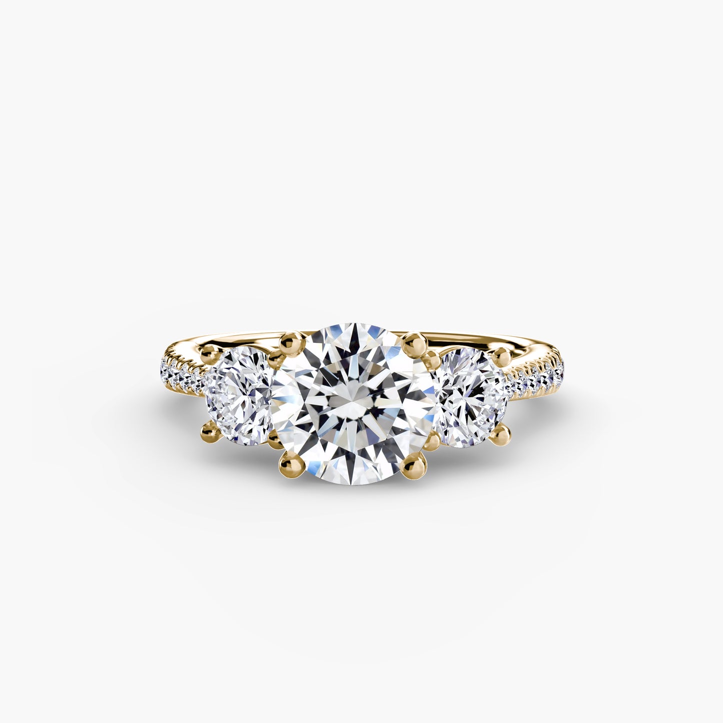 three-stone with pavé band