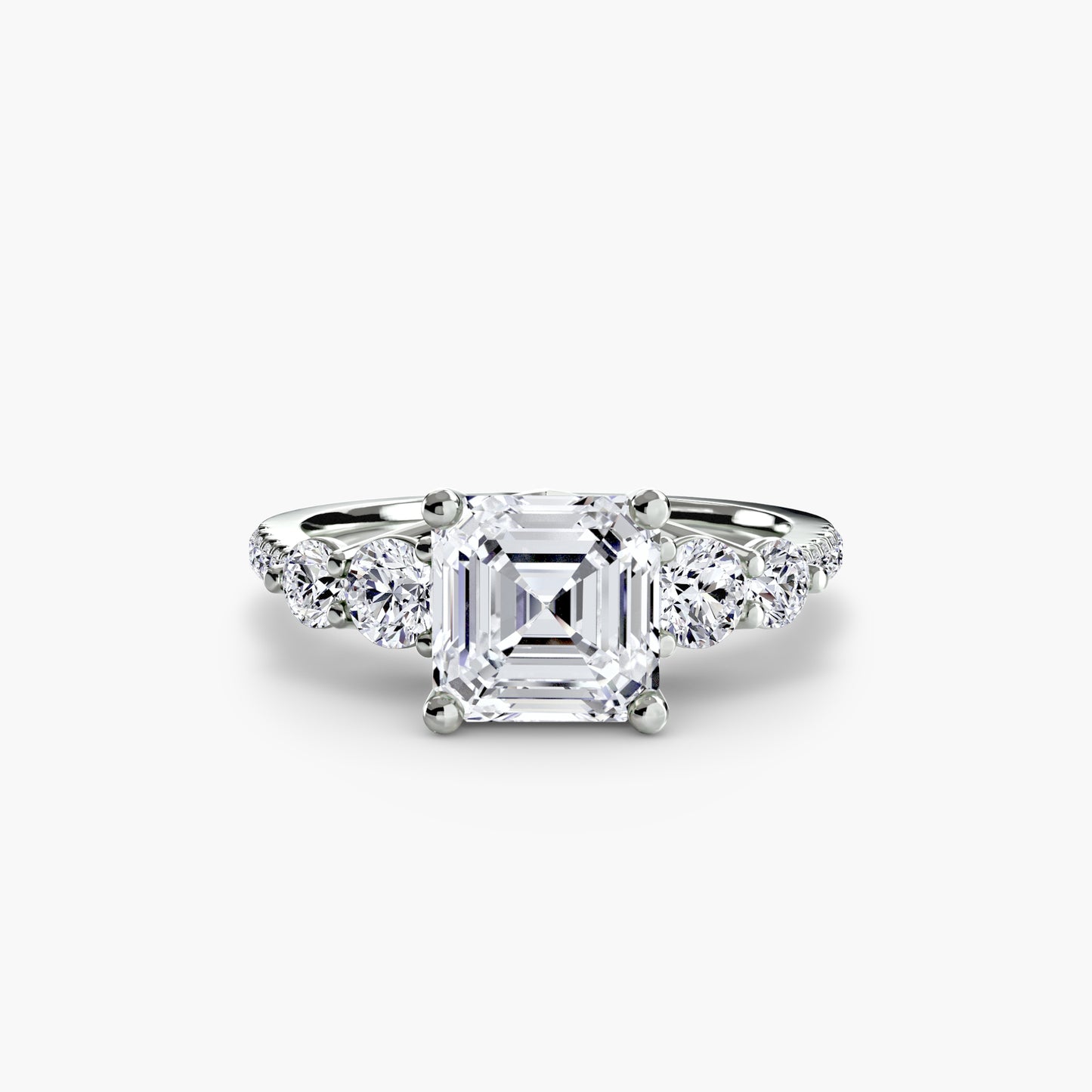 five stone ring with pavé band