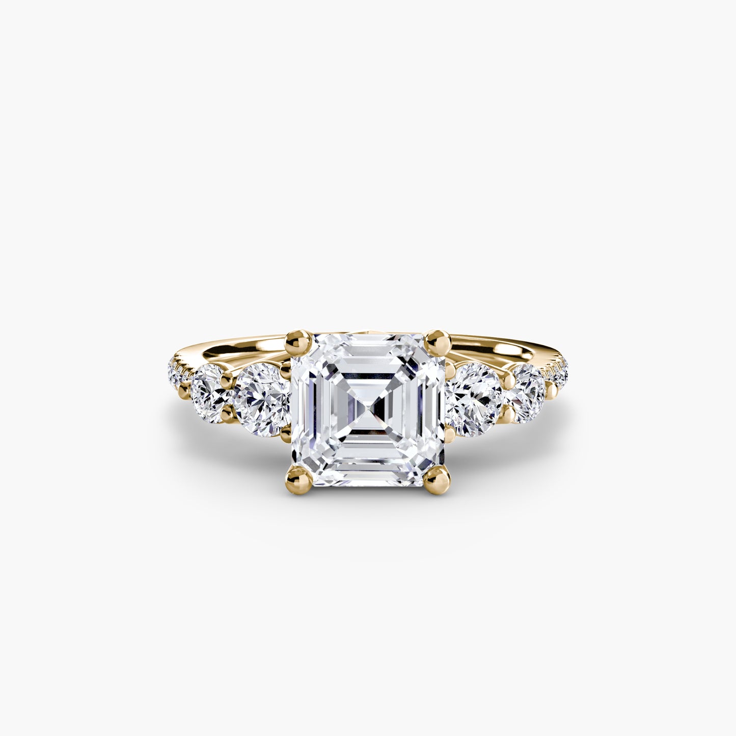 five stone ring with pavé band