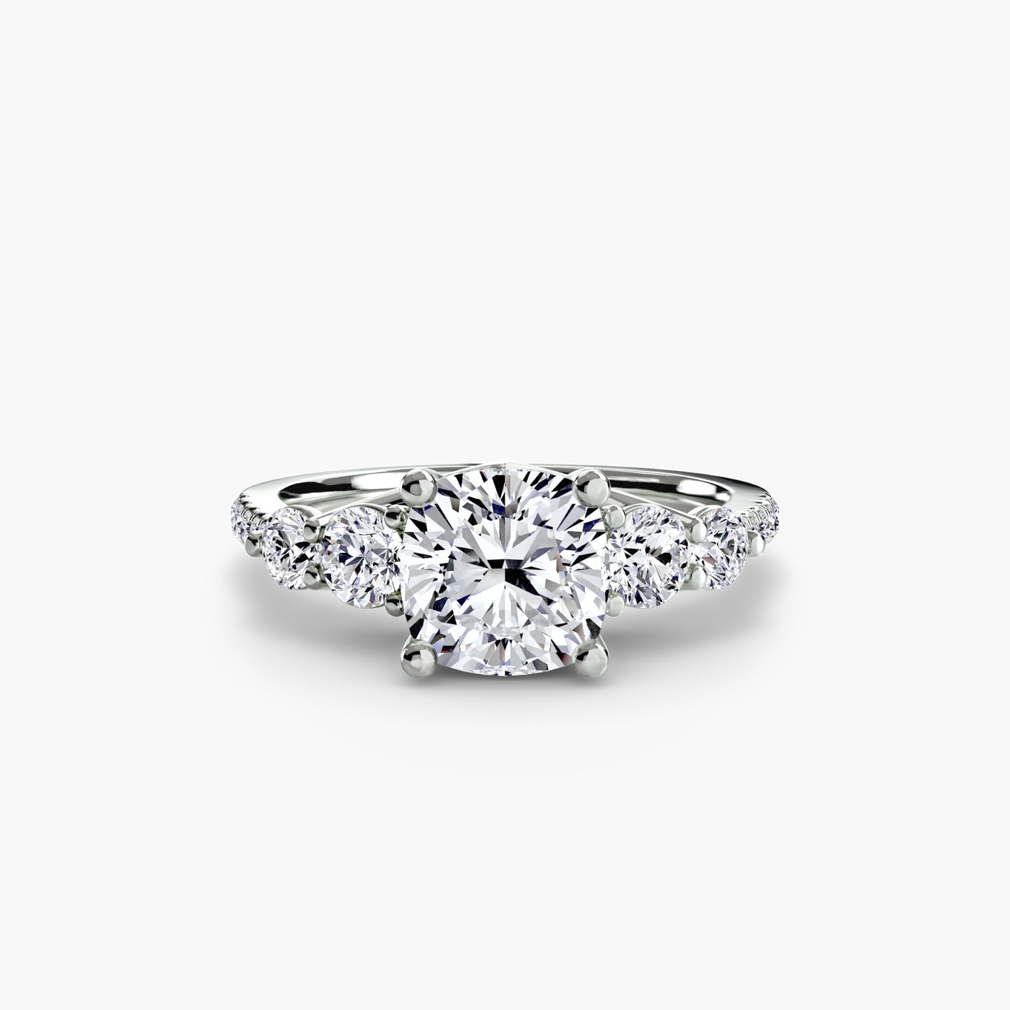 five stone ring with pavé band