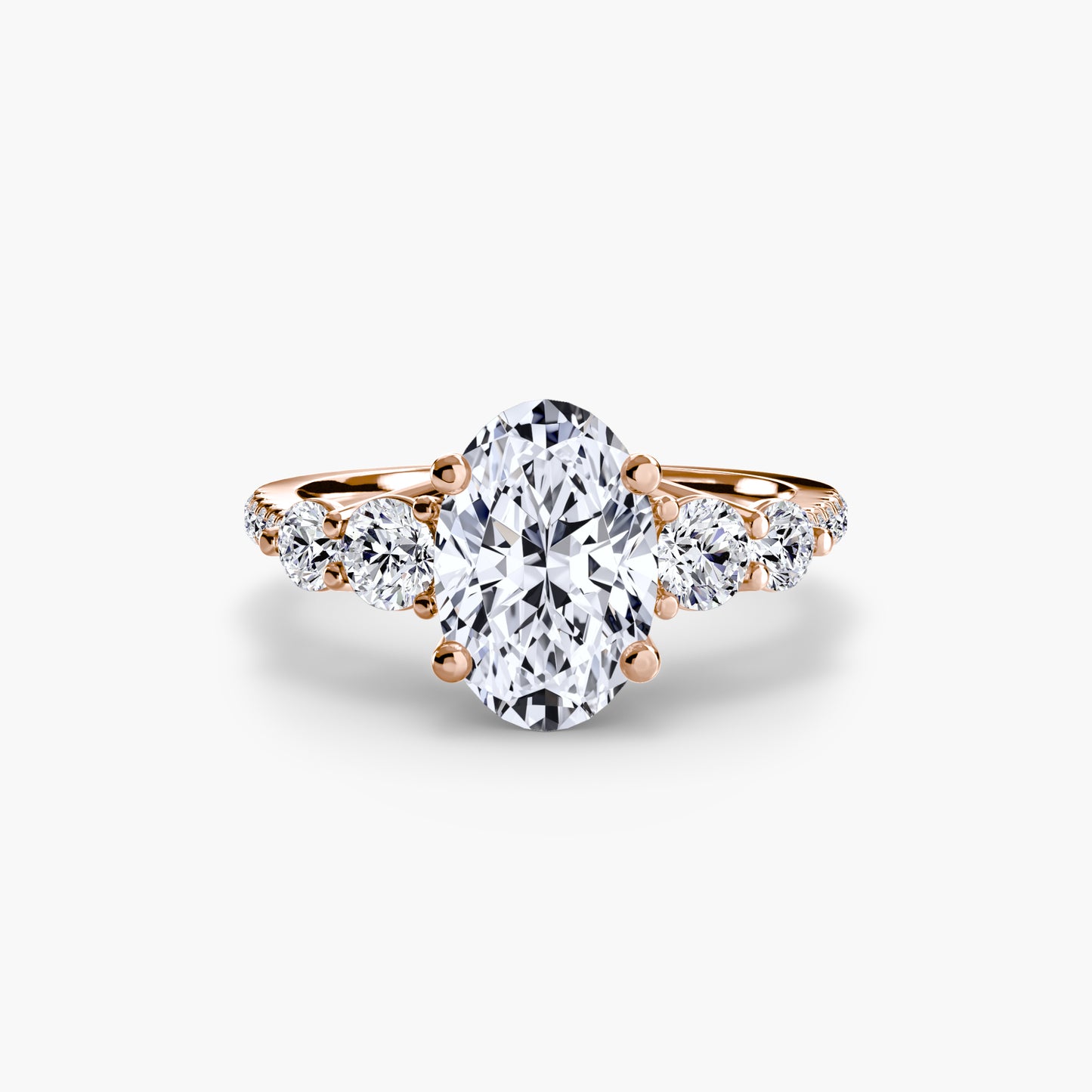 five stone ring with pavé band