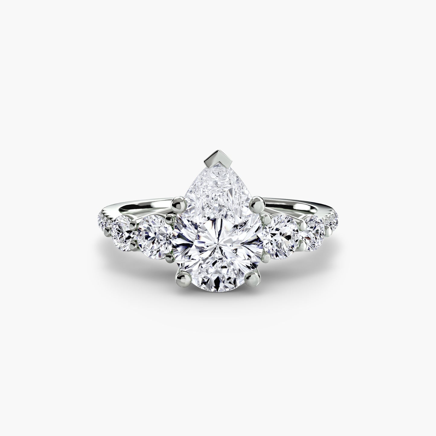 five stone ring with pavé band