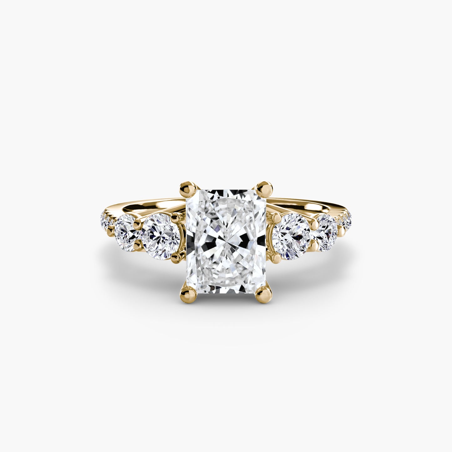 five stone ring with pavé band