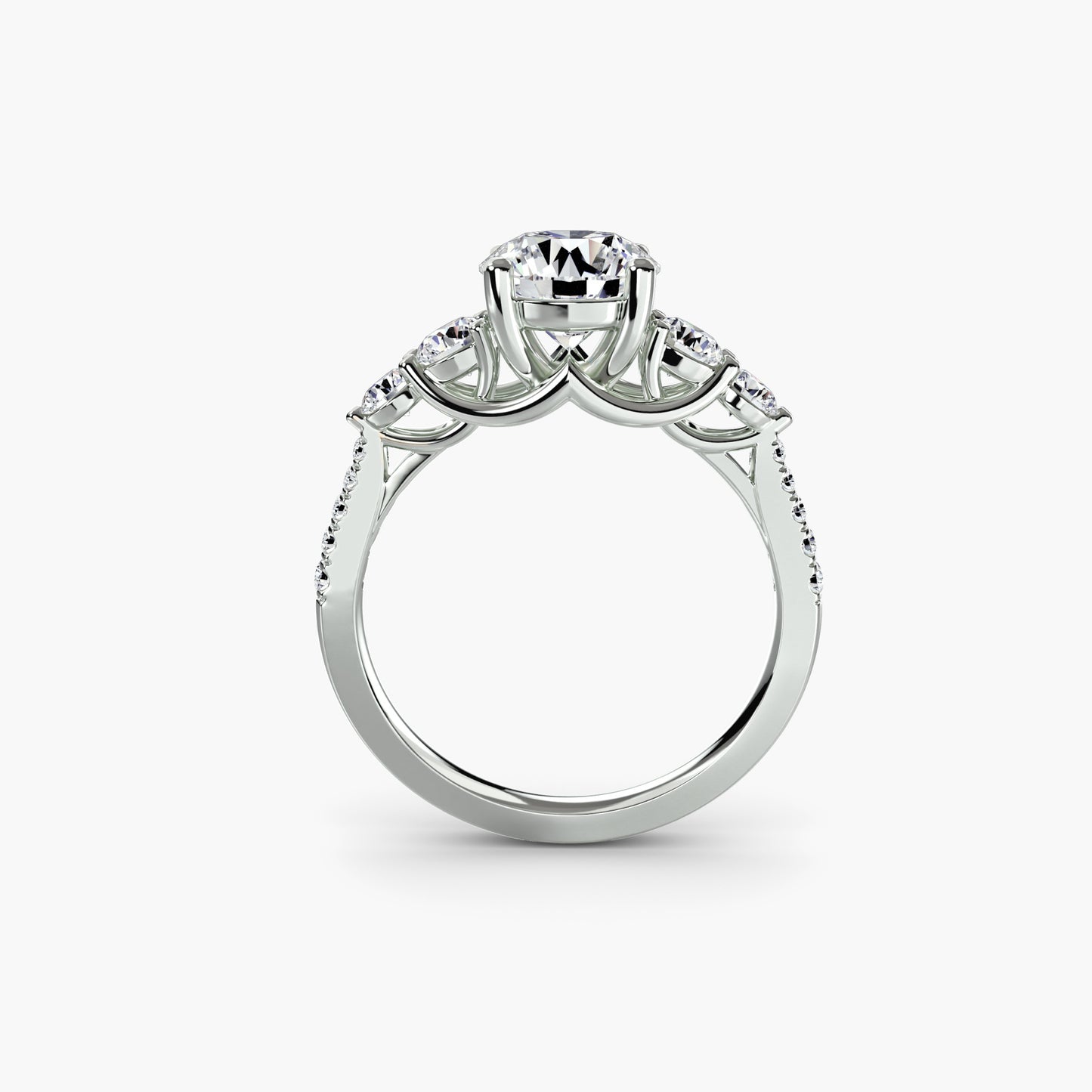 five stone ring with pavé band