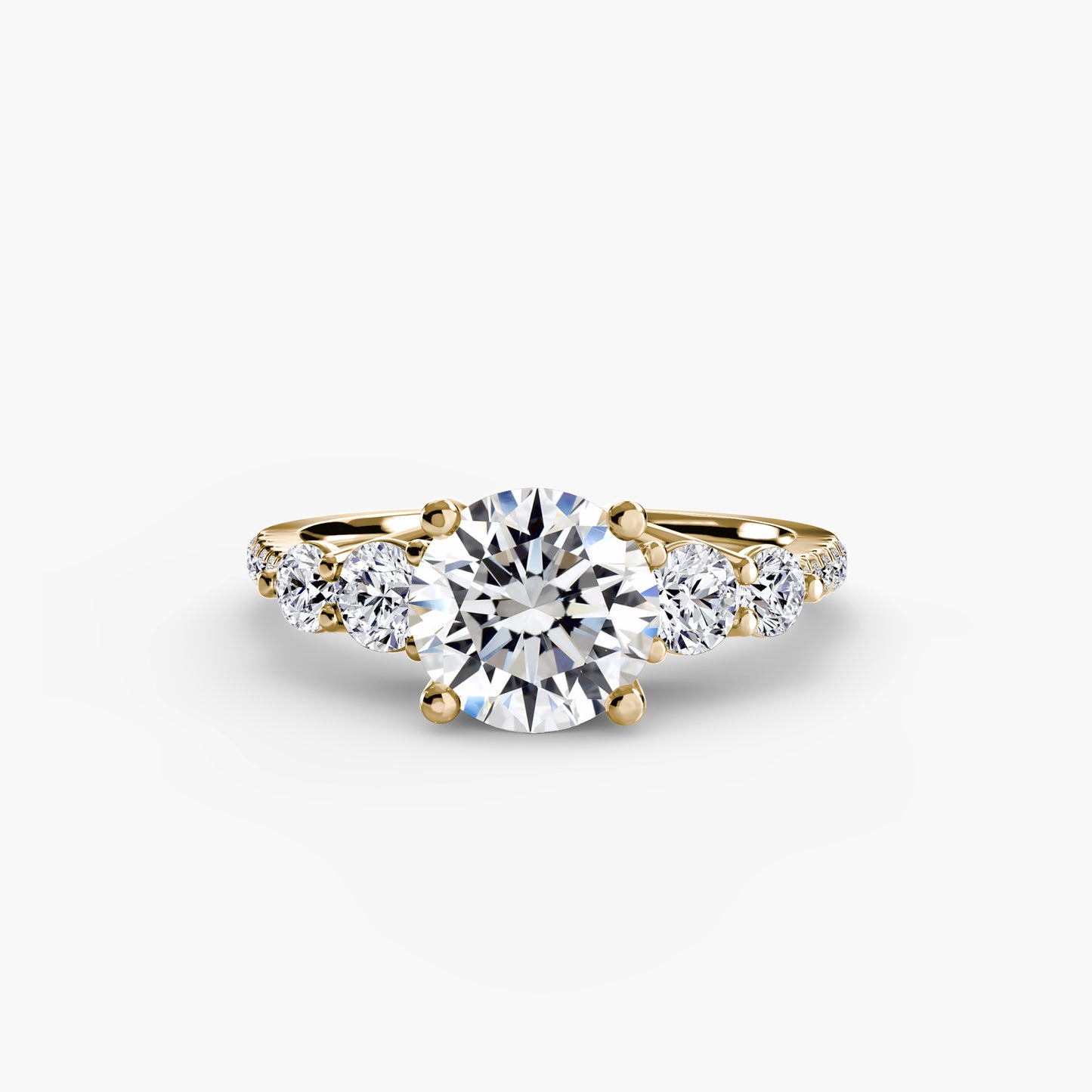 five stone ring with pavé band