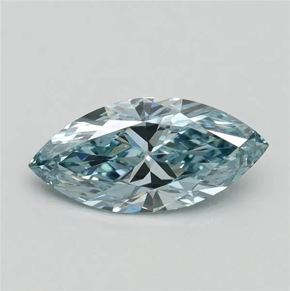 0.76ct marquise lab grown diamond (colour fancy intense greenish blue, clarity vs2, igi certified)
