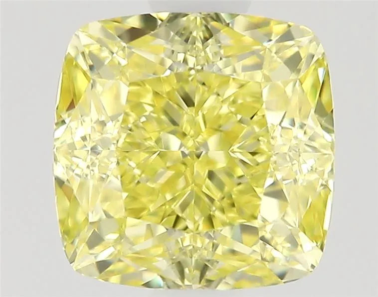 0.90ct cushion modified natural diamond (colour fancy intense yellow, clarity vvs2, cut ex, gia certified)