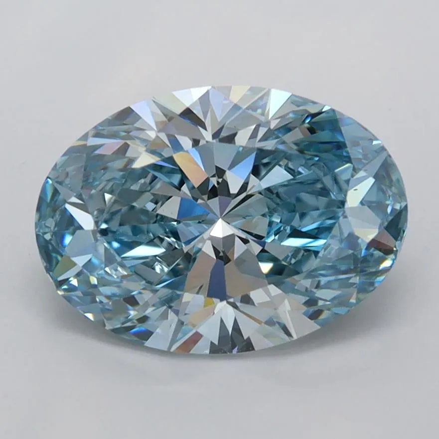 2.09ct oval lab grown diamond (colour fancy intense blue, clarity vs1, igi certified)