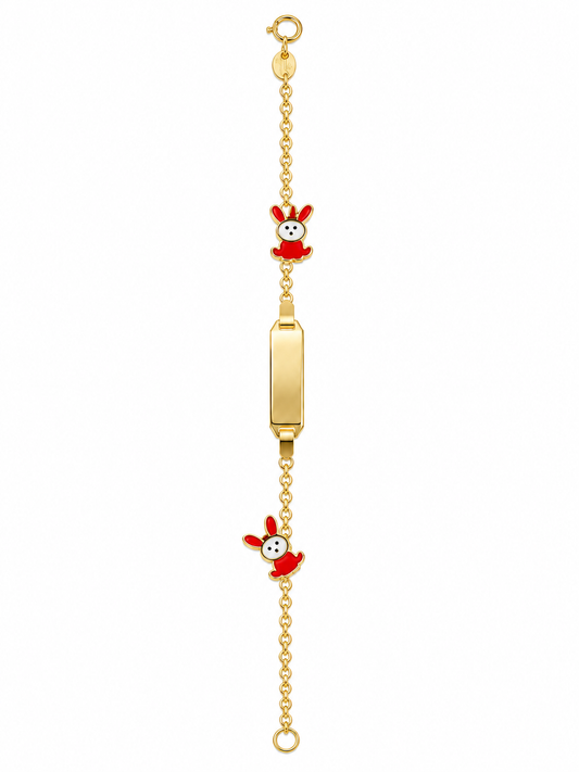 Children's 10K Solid Yellow Gold Rabbit Charm Bracelet
