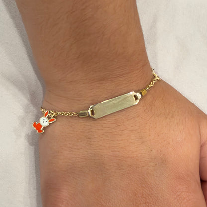 Children's 10K Solid Yellow Gold Teddy Bear Charm Bracelet