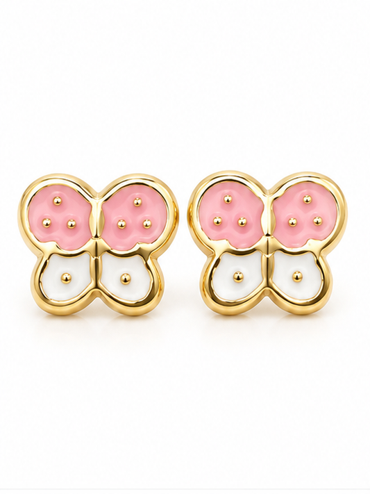 Children’s 10K Solid Yellow Gold Butterfly Stud Earrings