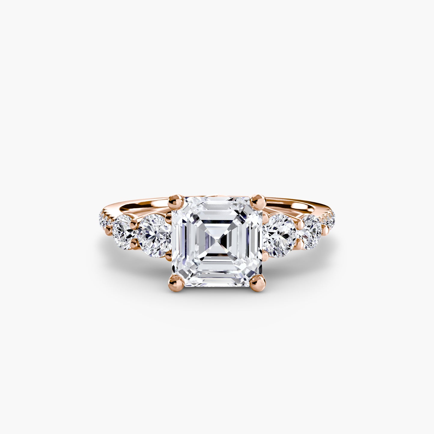 five stone ring with pavé band