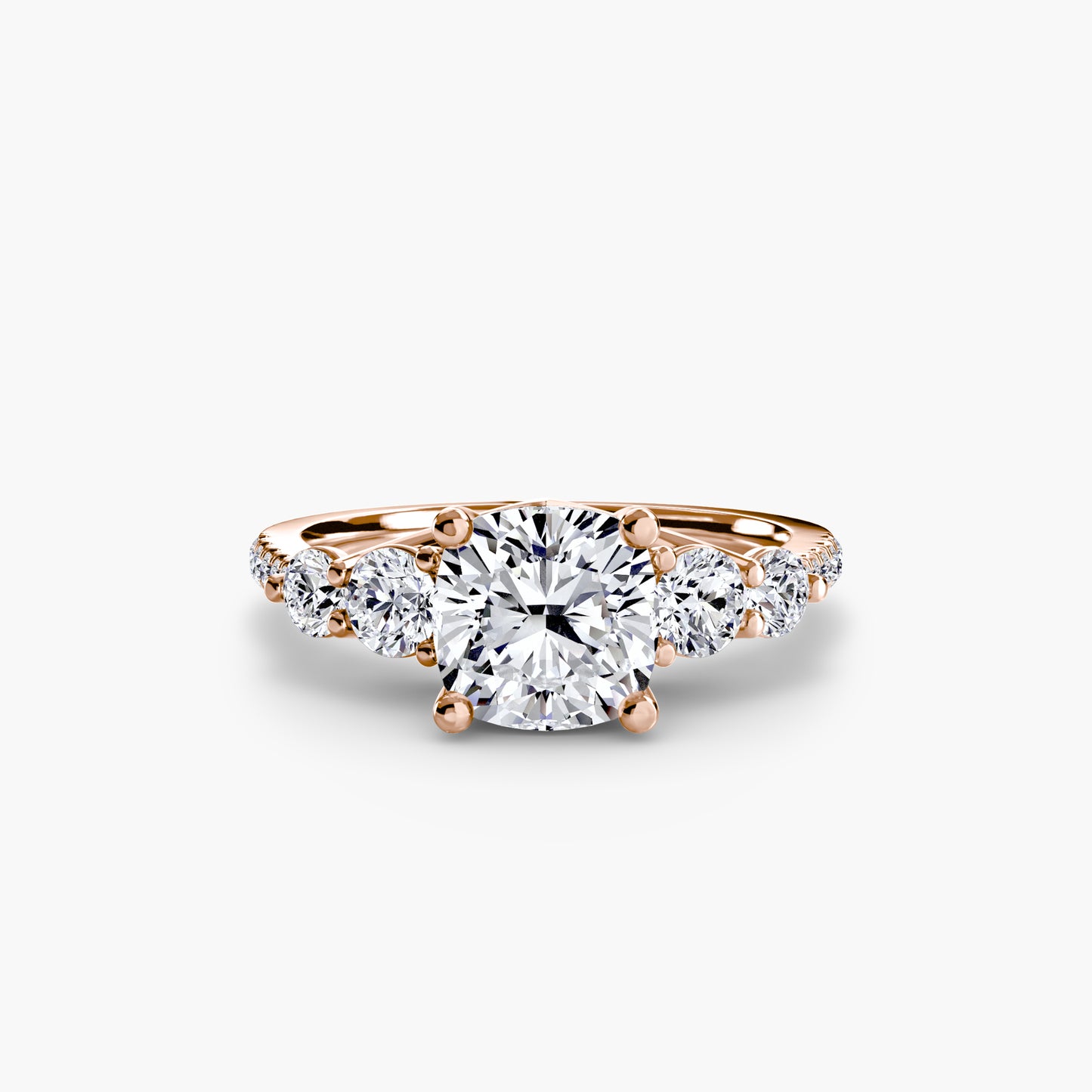 five stone ring with pavé band