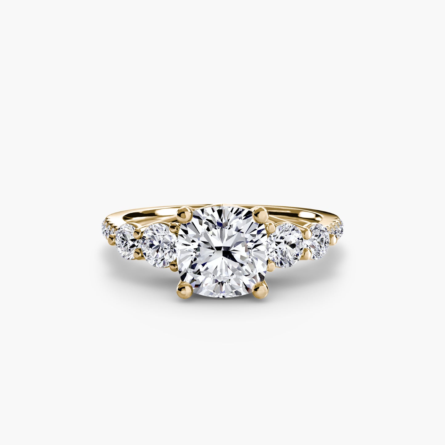 five stone ring with pavé band