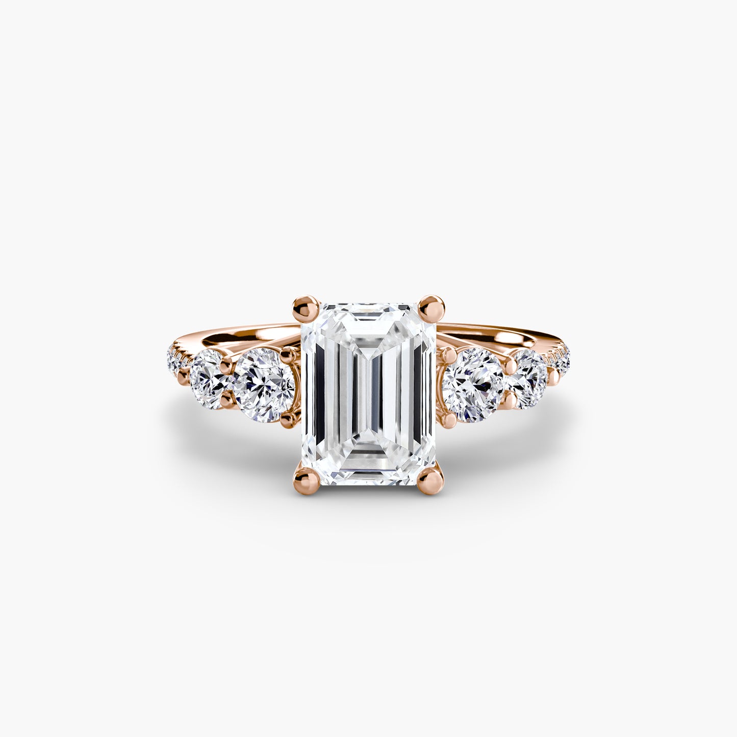 five stone ring with pavé band