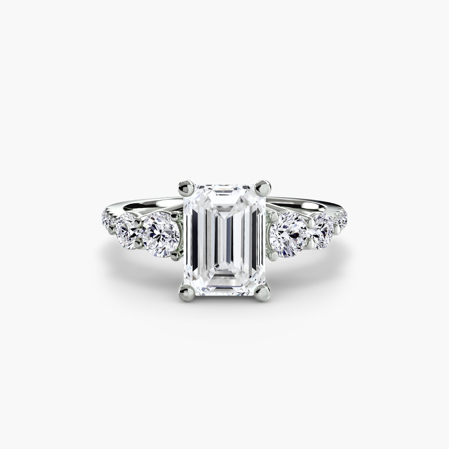 five stone ring with pavé band