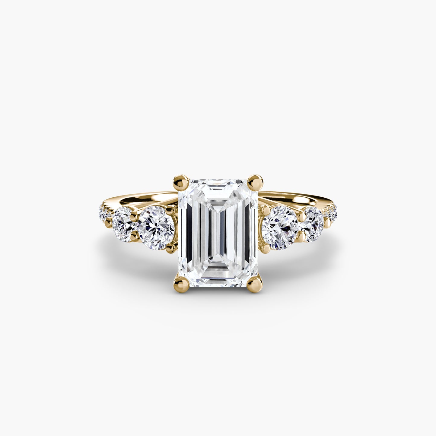 five stone ring with pavé band