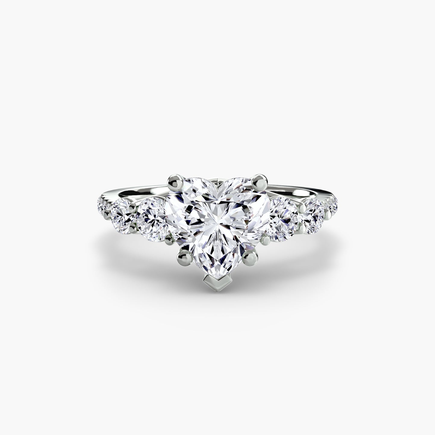 five stone ring with pavé band