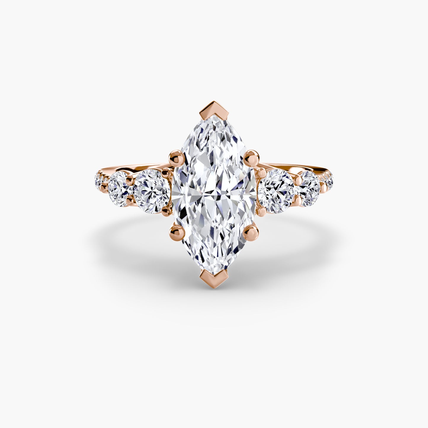 five stone ring with pavé band