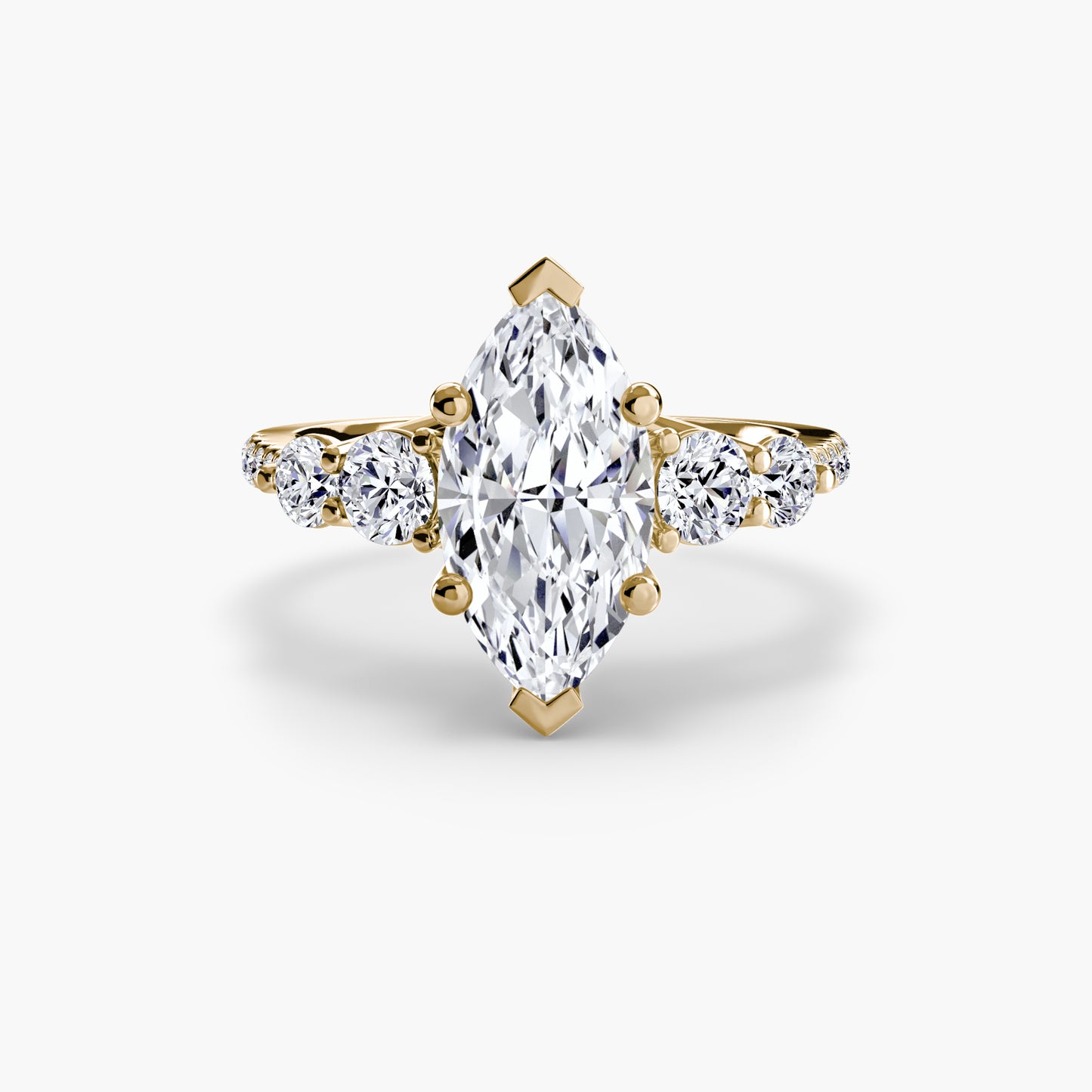 five stone ring with pavé band