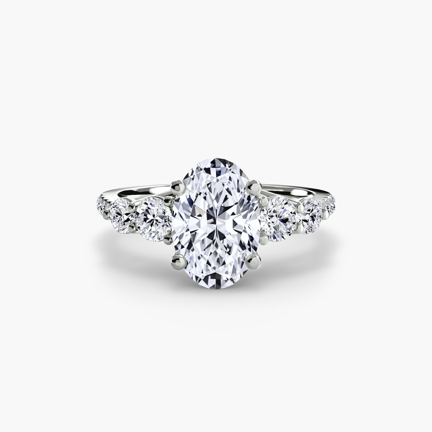 five stone ring with pavé band
