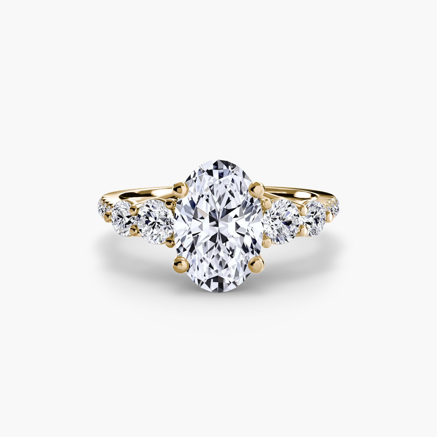 five stone ring with pavé band