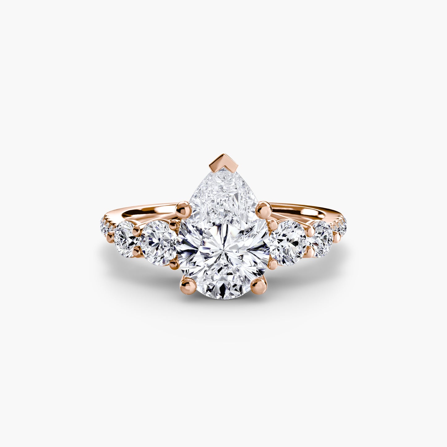 five stone ring with pavé band