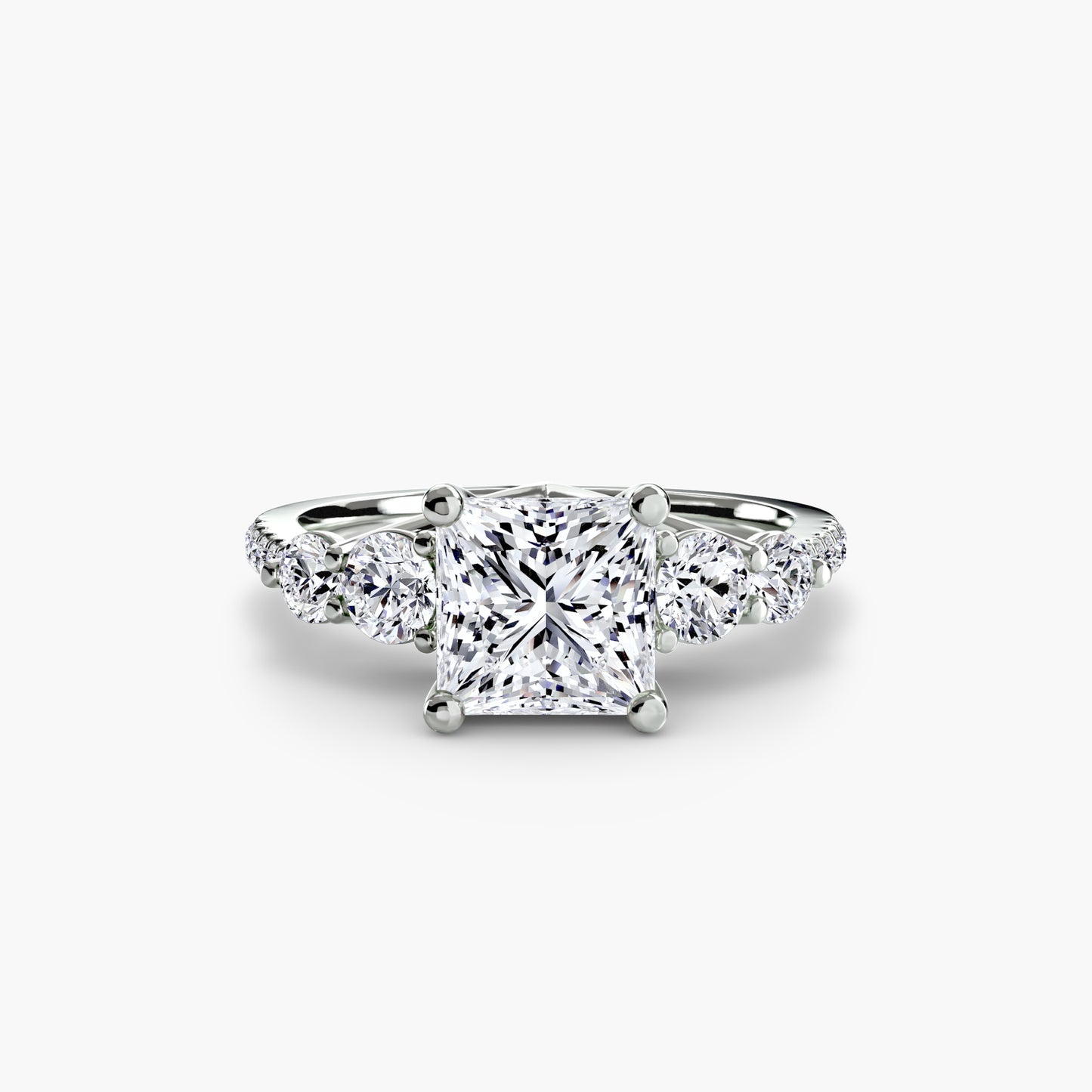 five stone ring with pavé band